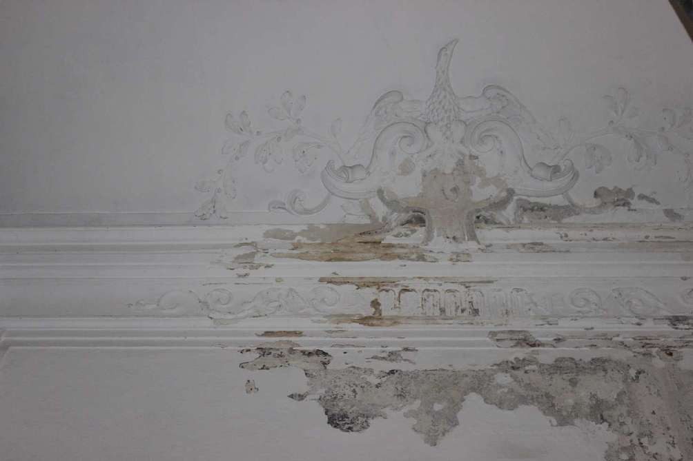Cornice in stucco con ornati floreali